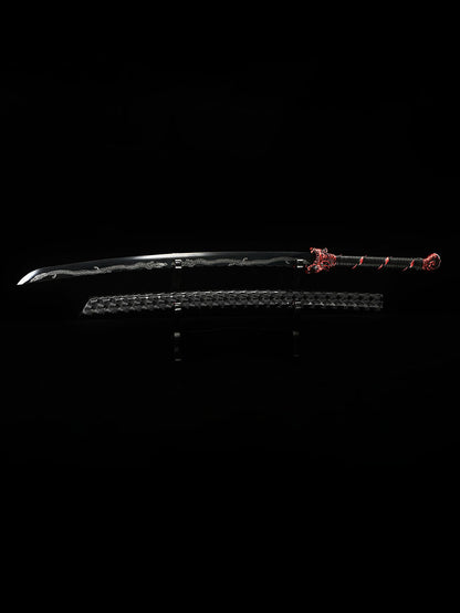 (138) Long knife made of 1095 steel in black